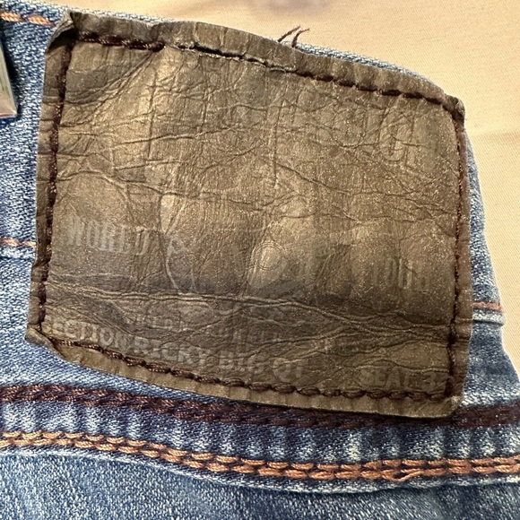 True Religion Jeans Men’s 40x31 Blue Straight Leg Thick Stitch Ricky Big QT Flap - Picture 10 of 11